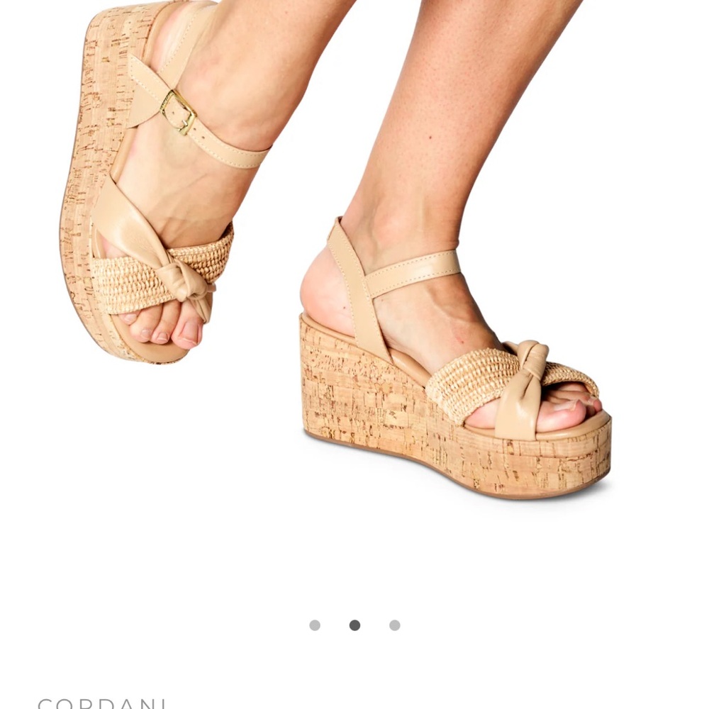 Cordani Beige Woven Wedge Sandals